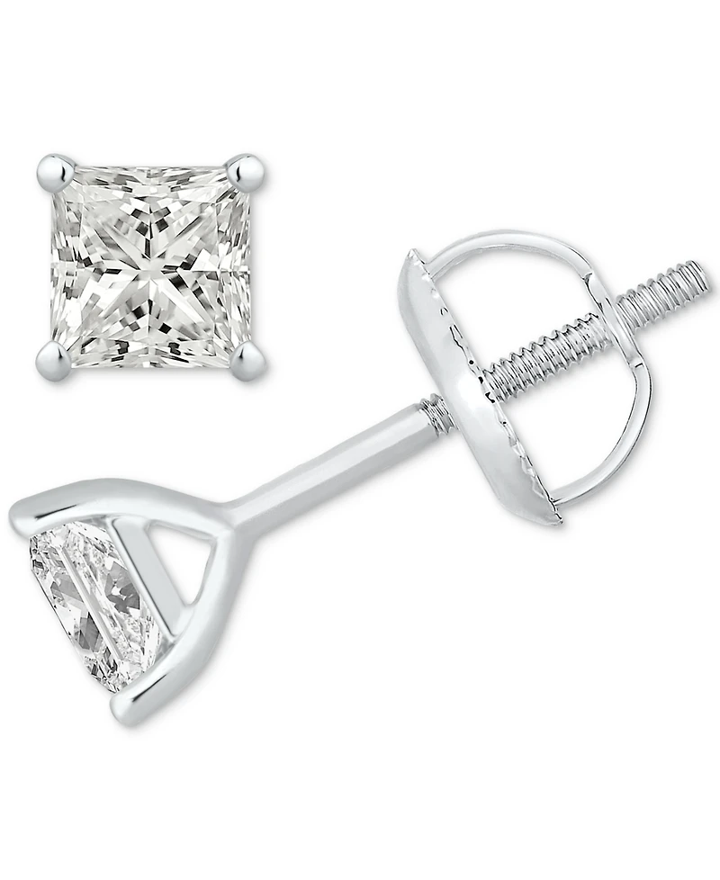 Gia Certified Diamond Princess-Cut Stud Earrings (1 ct. t.w.) in 14K White Gold