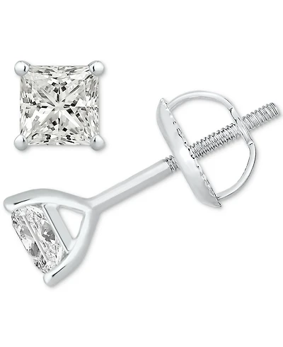 Gia Certified Diamond Princess-Cut Stud Earrings (1 ct. t.w.) in 14K White Gold