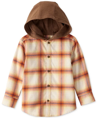Carter's Toddler Boys Plaid Cotton Long-Sleeve Hooded Button-Down Shirt