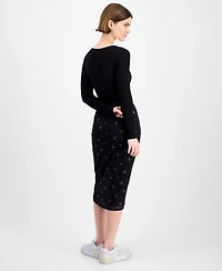 Tinseltown Juniors' Printed-Mesh Midi Skirt