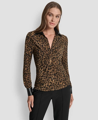 Dkny Women's Knot-Front Long-Sleeve Blouse