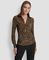 Dkny Women's Knot-Front Long-Sleeve Blouse
