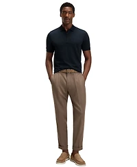 Boss by Hugo Men's Cotton-Silk Jacquard Zip-Neck Polo Shirt