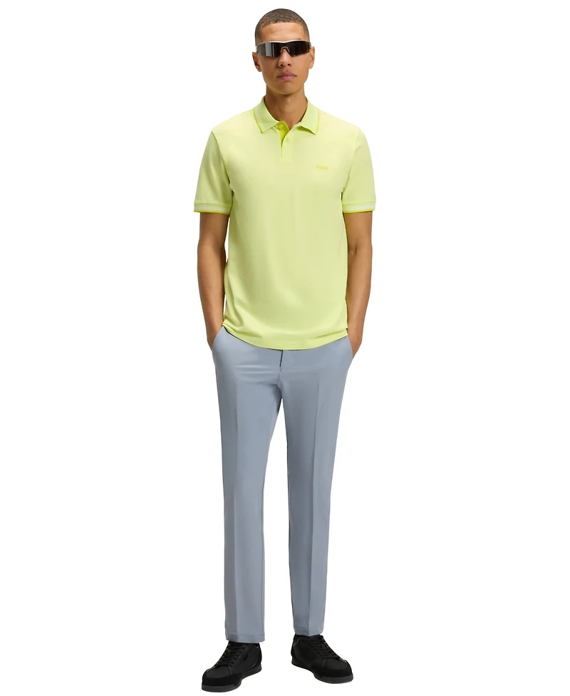 Boss by Hugo Men's Branding Stretch-Cotton Slim-Fit Polo Shirt