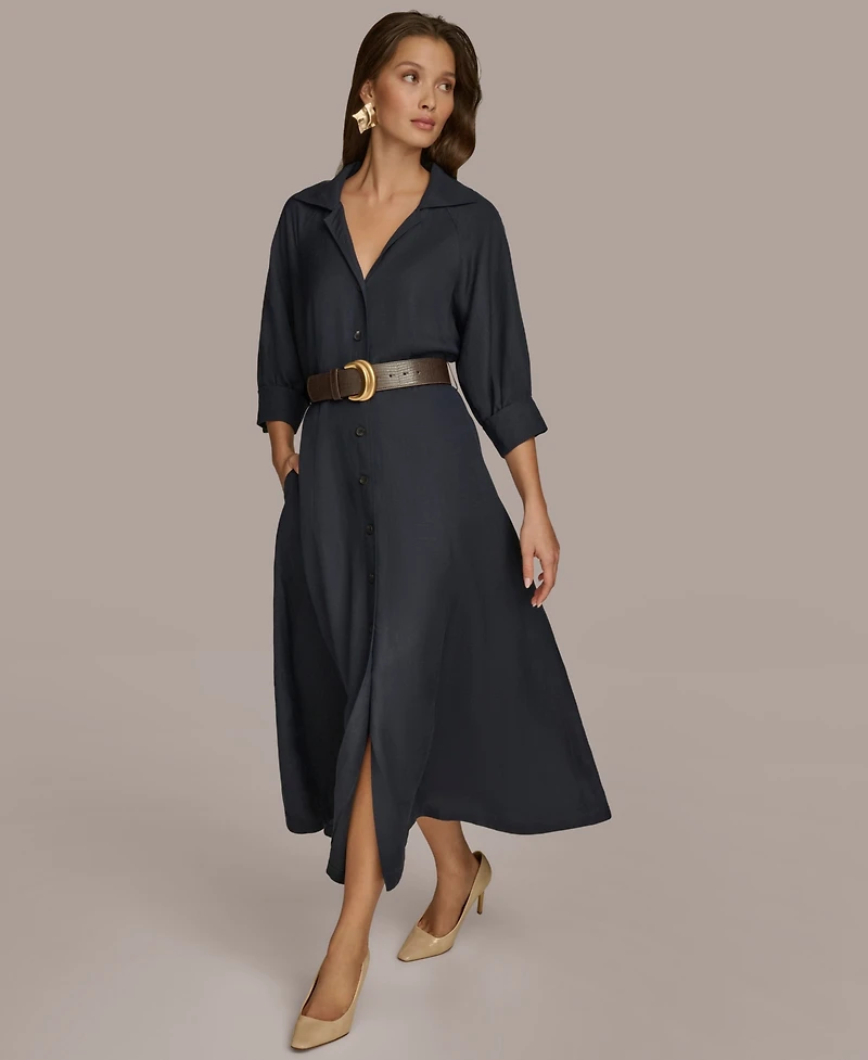 Donna Karan New York Women's Belted Midi Shirtdress