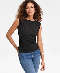 I.n.c. International Concepts Women's Short-Sleeve Ruched Boatneck Top, Macy's Exclusive