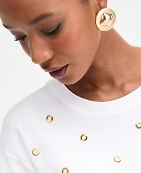 I.n.c. International Concepts Women's Short-Sleeve Grommet Top, Macy's Exclusive