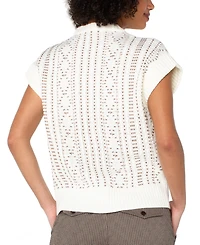 Liverpool Los Angeles Women's Cap-Sleeve Dolman Half-Zip Sweater