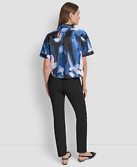 Dkny Women's Printed Flap-Pocket Camp Shirt