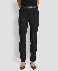 Dkny Women's Faux-Leather-Trim Ponte Bootcut Pants