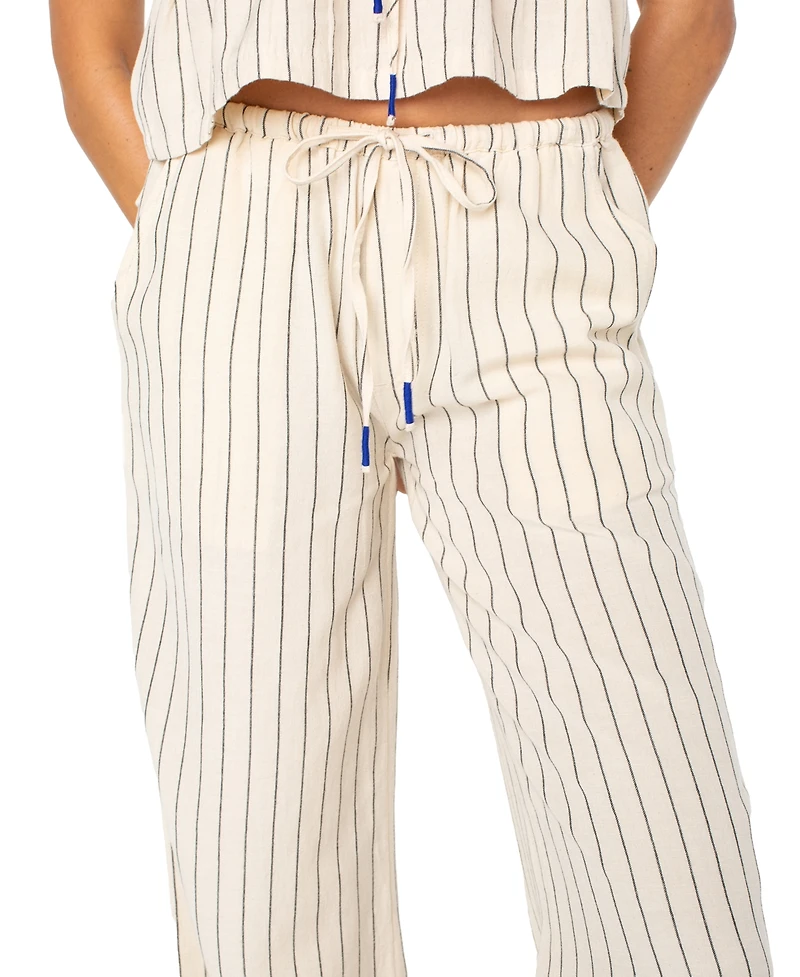 Roxy Juniors' Iyla Striped Wide-Leg Pull-On Pants
