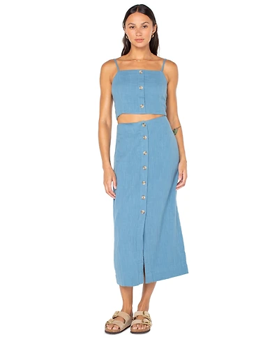 Roxy Juniors' Island Nomad Cotton Button-Front Midi Skirt