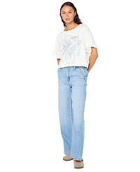 Roxy Juniors' Stitched Bloom Cropped Cotton T-Shirt