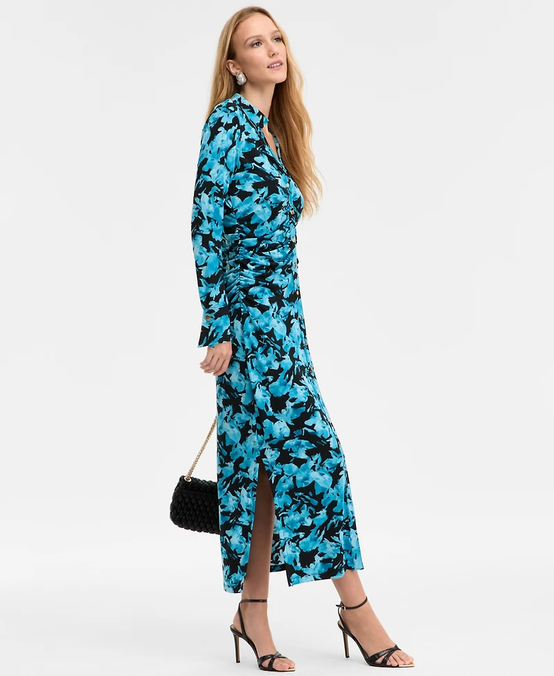 I.n.c. International Concepts Women's Printed Long Sleeve Collared Maxi Dress, Macy's Exclusive
