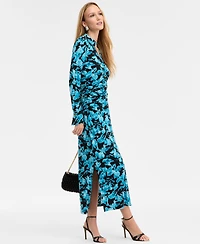 I.n.c. International Concepts Women's Printed Long Sleeve Collared Maxi Dress, Macy's Exclusive