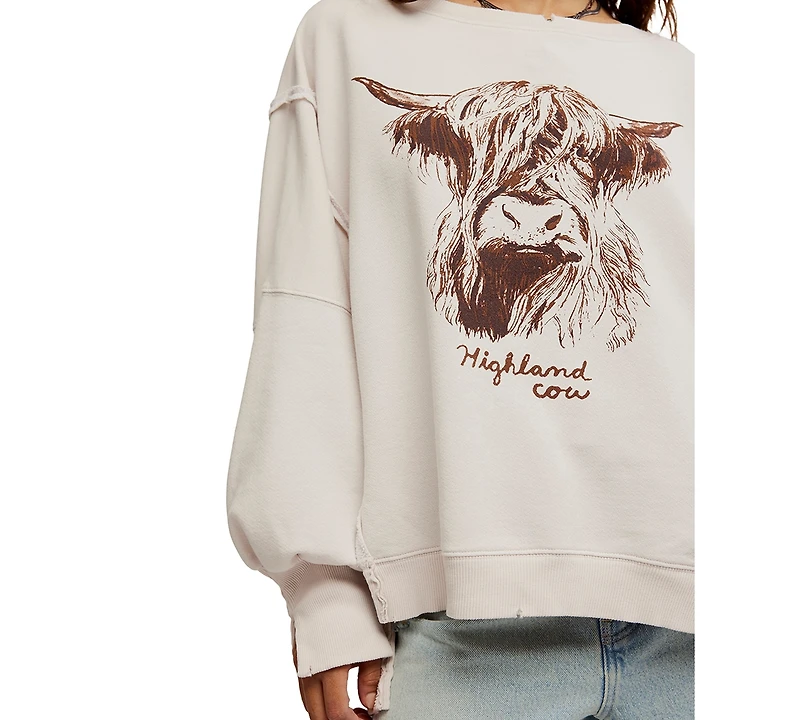 Free People Women's Graphic Camden High-Low Sweatshirt
