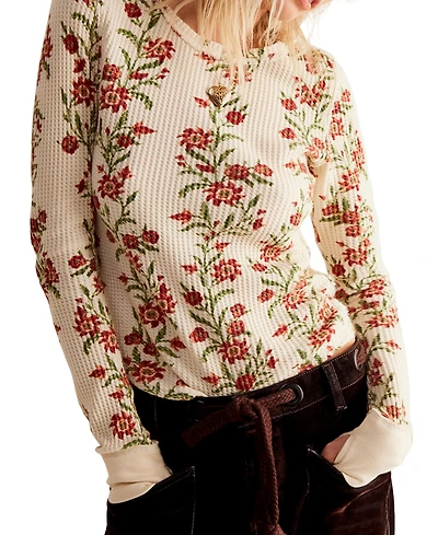 Free People Women's Pretty Little Printed Cotton Thermal Top