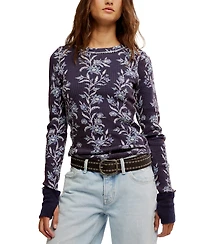 Free People Women's Pretty Little Printed Cotton Thermal Top