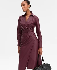 I.n.c. International Concepts Women's Surplice-Neck Faux-Leather Dress, Macy's Exclusive