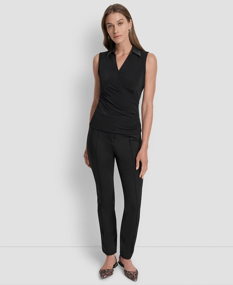 Dkny Women's Contrast-Collar Surplice Top