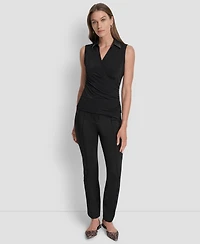 Dkny Women's Contrast-Collar Surplice Top