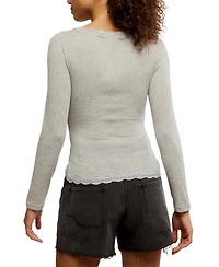 Free People Women's Big Love Lace-Trim Button-Front Cardigan