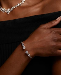 Eliot Danori Cubic Zirconia & Imitation Pearl Flower Cuff Bracelet, Exclusively at Macy's