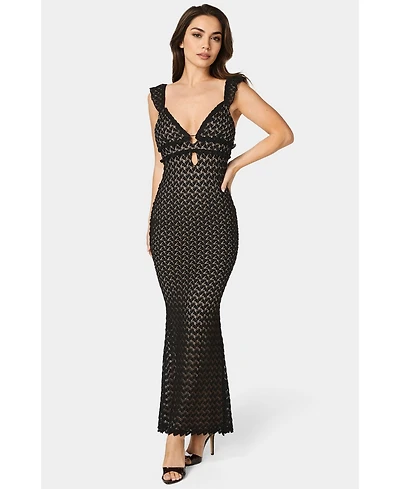 Bebe Women's Lace Keyhole Maxi Dress