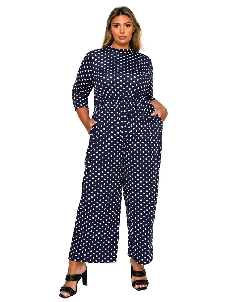 L I V D Plus Lunette Dot Wide Leg Jumpsuit