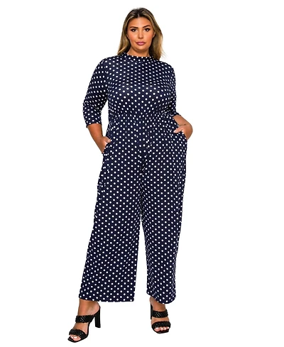 L I V D Plus Lunette Dot Wide Leg Jumpsuit