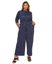 L I V D Plus Lunette Dot Wide Leg Jumpsuit