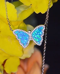 Kamaria Butterfly Necklace with Lab-Grown Opal Sterling Silver