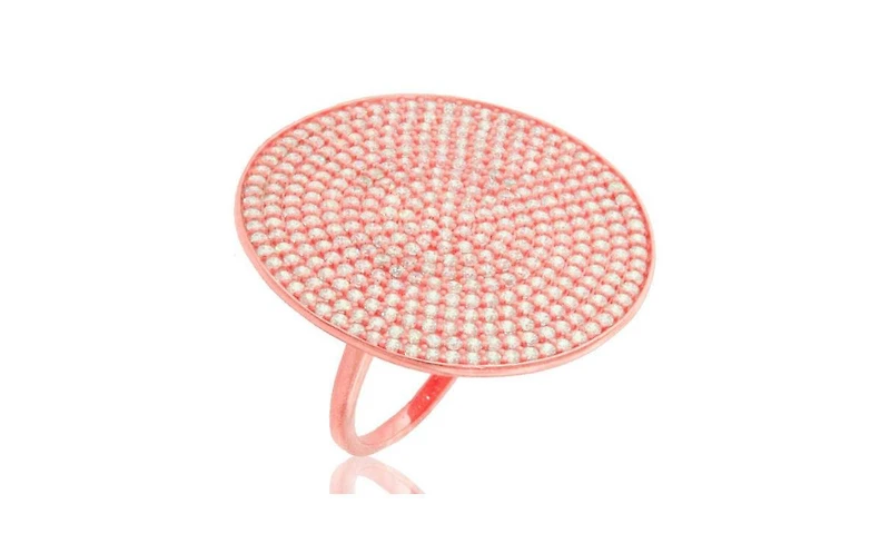 Suzy Levian Cubic Zirconia Sterling Silver Pave Round Medallion Ring