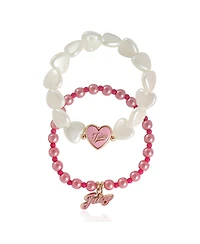 Juicy Couture Kids Pink & White Bracelet Duo – Heart & Juicy Charms