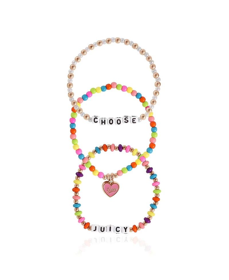 Juicy Couture Kids Choose Juicy Heart Charm 3 Piece Beaded Jewelry