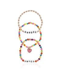 Juicy Couture Kids Choose Juicy Heart Charm 3 Piece Beaded Jewelry