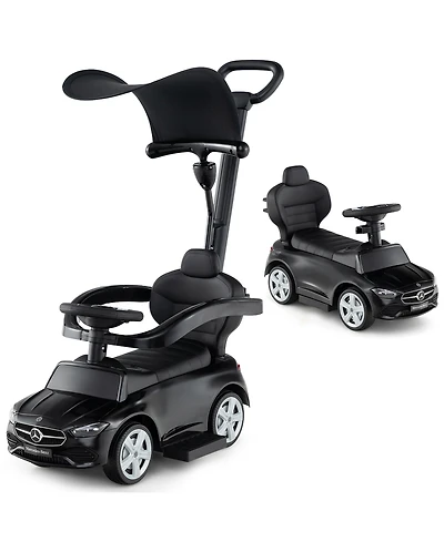 Gymax Toddler 3-in-1 Push Car w/Adjustable Canopy Under Seat Storage Realistic Sounds