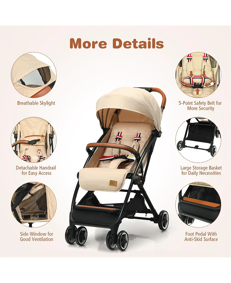 Costway Lightweight Stroller Aluminium Frame with Net for Travel 15 lbs