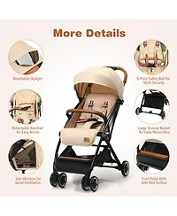 Costway Lightweight Stroller Aluminium Frame with Net for Travel 15 lbs
