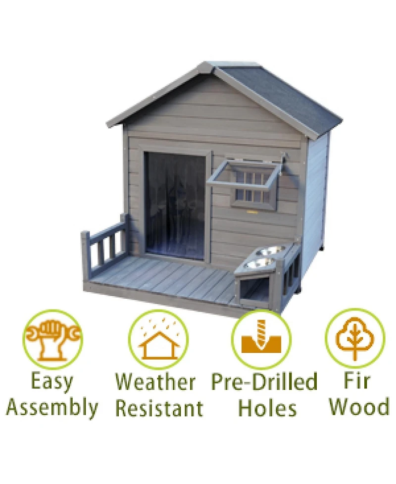 Streamdale Furniture Large Balcony Dog House with Terrace & Cleaning Mat