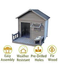 Streamdale Furniture Large Balcony Dog House with Terrace & Cleaning Mat