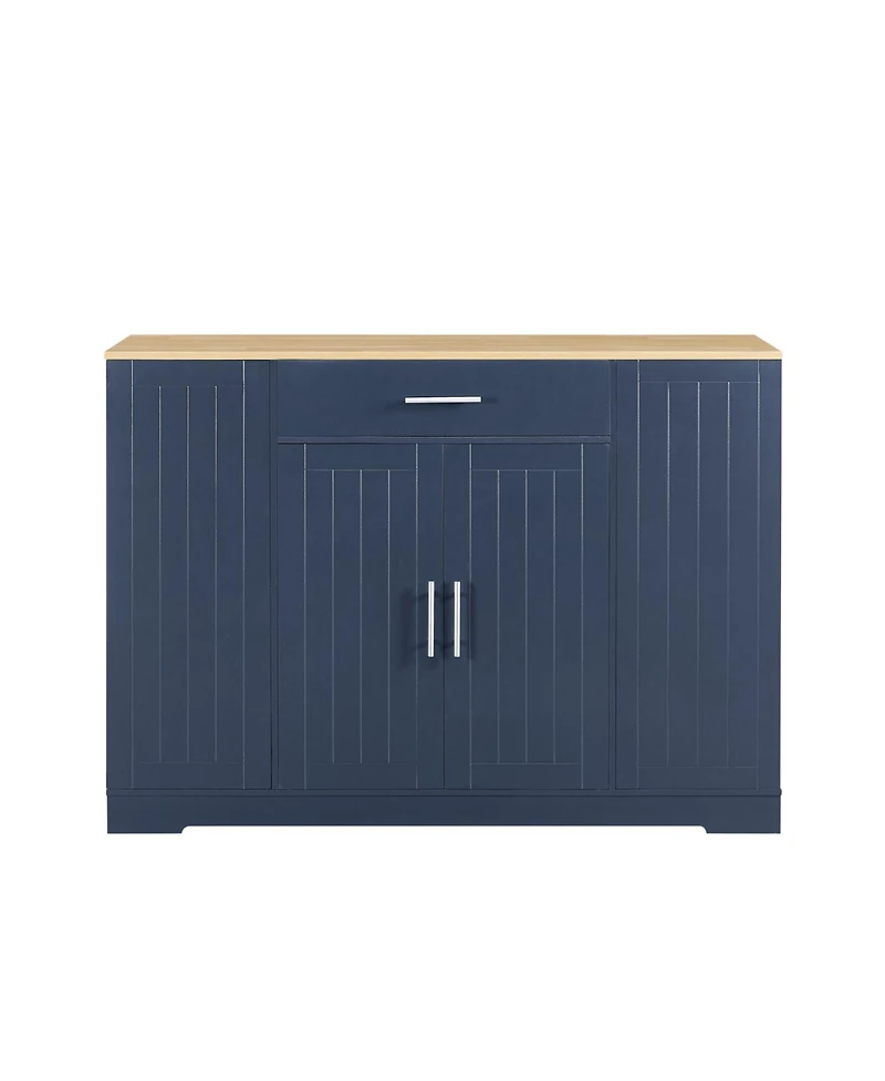 Streamdale Furniture Navy Blue Kitchen Island with Trash Storage