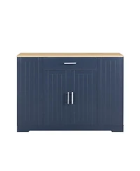 Streamdale Furniture Navy Blue Kitchen Island with Trash Storage