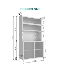 Streamdale Furniture 73" Kitchen Pantry Cabinet Flip Door Pegboard Storage