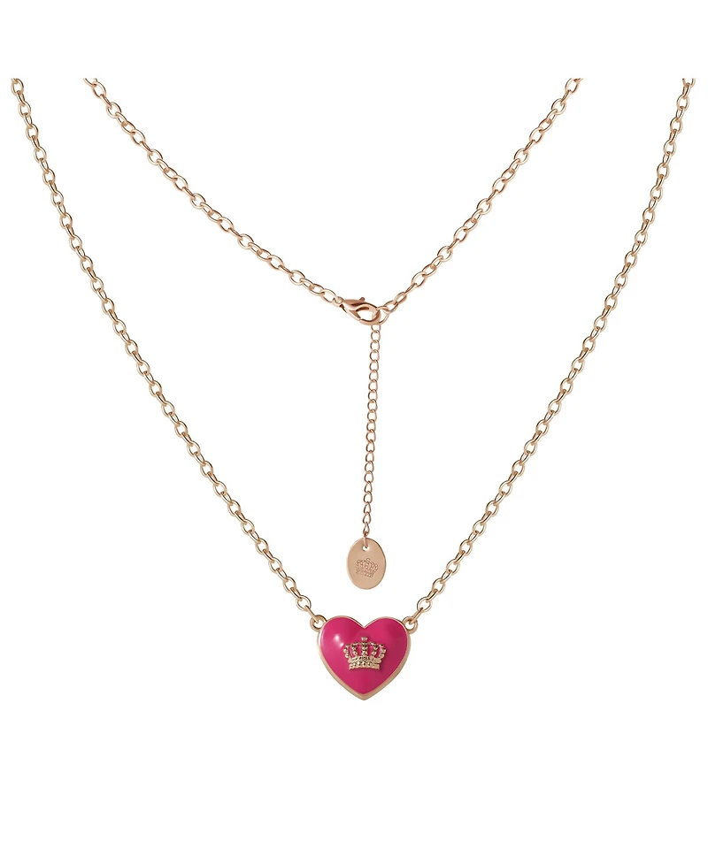 Juicy Couture 15? + 2? Crown Logo Heart Pendant Necklace ? Adjustable