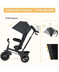 Gymax 4-in-1 Baby Tricycle Toddler Trike w/ Reversible Seat Canopy & Push Handle