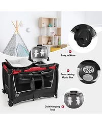 Costway Kids 4 in 1 Convertible Portable Playard Newborn Napper