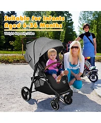 Costway High Landscape Baby Stroller Pushchair with Expandable & Footmuff Canopy 20 lbs. 0-3 Years