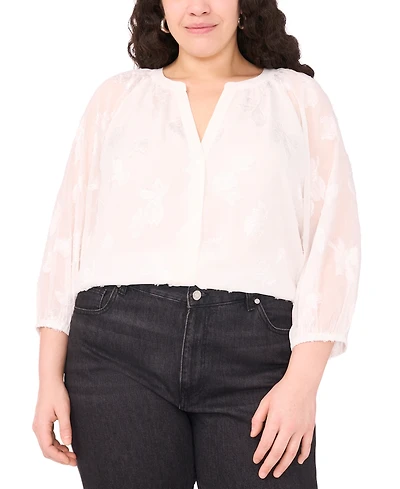 Vince Camuto Plus Raglan-Sleeve V-Neck Blouse