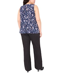 Vince Camuto Plus Sleeveless Printed Keyhole Top